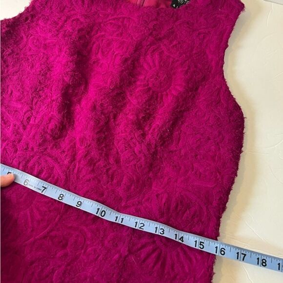 Etcetera 3D Raw Textured Floral Silk Sheath Dress Fuchsia Formal Chic Sz 4 - Picture 13 of 13